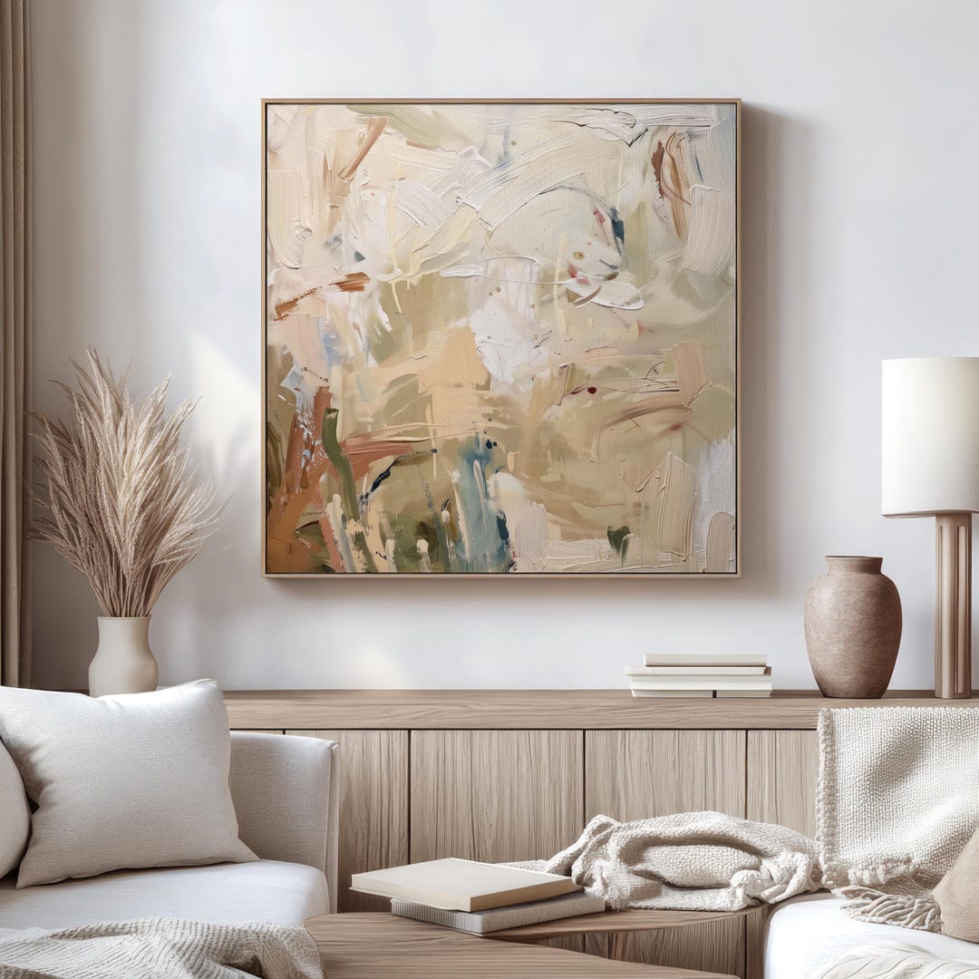 Neutral Beige Abstract Art Print | Acrylic Painting | Modern Minimalist ...