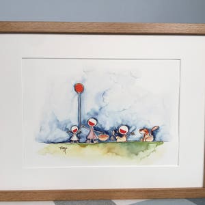 Magnifique art familial amusant illustré impression- personnalisation facultative