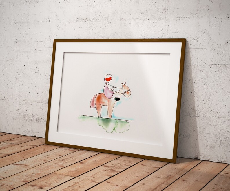 Pony horse riding equestrian art print nursery art optional personal message