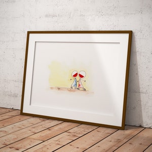 Perfect couple together art print A5, A4, unframed print of painting. Fun illustration- optional personalisation
