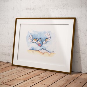 Scuba shark underwater art print, optional personal message