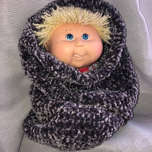 Baby Cocoon Crochet -  Handmade  - Bernat Velvet yarn gray