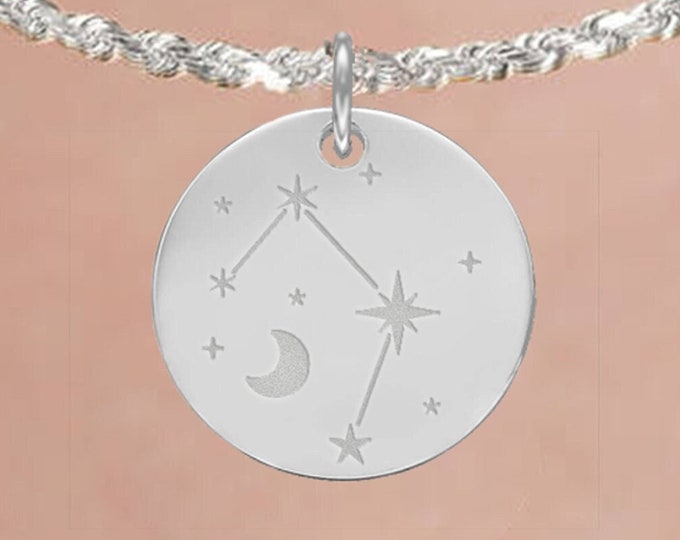 Personalised Libra Constellation Necklace in Sterling Silver, Zodiac Necklace, Hand Drawn Constellation, Libra Astrological Sign