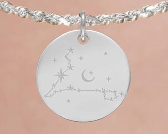 Personalised Pisces Constellation Necklace in Sterling Silver, Zodiac Necklace, Hand Drawn Constellation, Pisces Astrological Sign