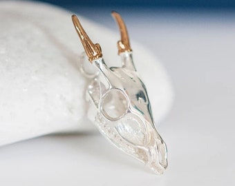 Personalised Sterling Silver Muntjac Deer Skull Pendant Necklace