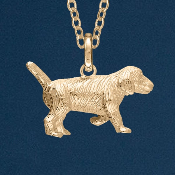 Golden Retriever Necklace in 18ct Gold Plated Sterling Silver, Cute Fun and Quirky Puppy Jewellery, Gold Labrador, Nature Inspired,