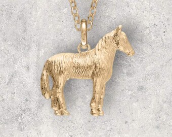 Horse Necklace in 18ct Gold Plated Sterling Silver, Cute Fun and Quirky Equestrian Jewellery, Gold Horse, Nature Inspired,