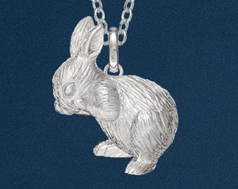 Baby Rabbit Necklace in Sterling Silver, Cute Fun and Quirky Bunny Jewellery, Silver Rabbit, Nature Inspired, Woodland Animals