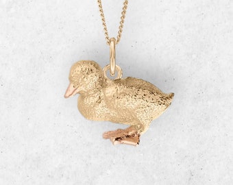 Tiny Duckling Necklace in 18ct Gold Plated Sterling Silver, Cute Fun and Quirky Baby Duck Jewellery, Gold Duck, Nature Inspired,