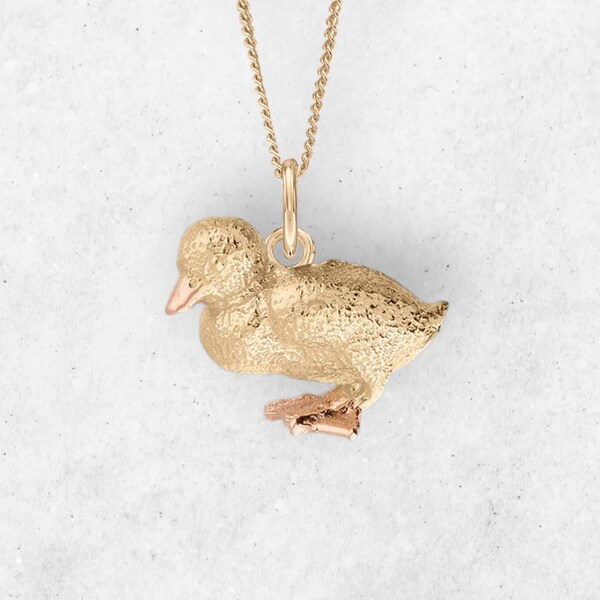 Tiny Duckling Necklace in 18ct Gold Plated Sterling Silver, Cute Fun and Quirky Baby Duck Jewellery, Gold Duck, Nature Inspired,