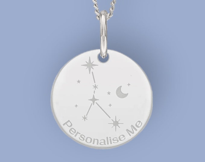 Personalised Cancer Constellation Necklace in Sterling Silver, Zodiac Necklace, Hand Drawn Constellation, Cancer Astrological Sign