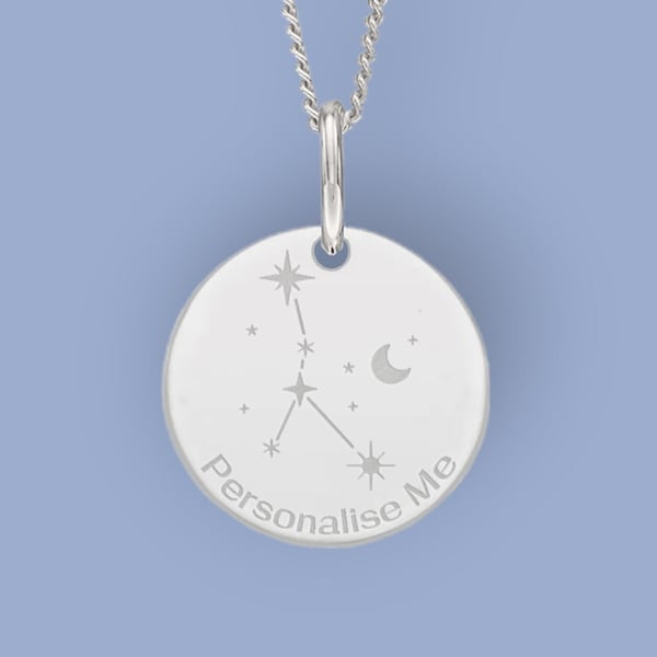 Personalised Cancer Constellation Necklace in Sterling Silver, Zodiac Necklace, Hand Drawn Constellation, Cancer Astrological Sign
