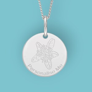 Personalised Jasmine Necklace in Sterling Silver, Nature Inspired Flower Necklace, Botanical, Hand Drawn Flower