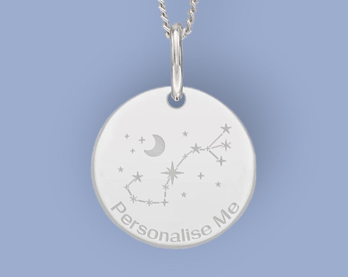 Personalised Scorpio Constellation Necklace in Sterling Silver, Zodiac Necklace, Hand Drawn Constellation, Scorpio Astrological Sign