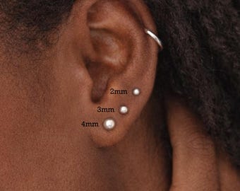 Sterling Silver Micro Ball Stud Earrings – 2mm, 3mm, 4mm