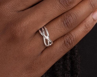 Sterling Silver Celtic Infinity Crossover Band Ring