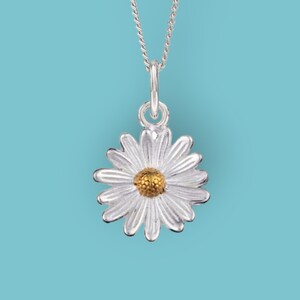 Tiny Daisy Necklace in Sterling Silver, Nature Inspired Flower Necklace, April Birth Flower, Botanical