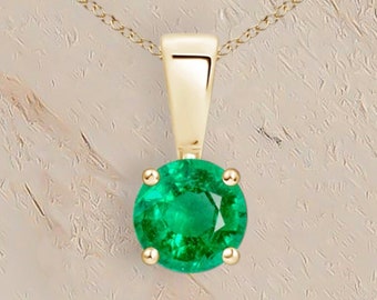 Genuine Emerald Necklace in 9ct Gold, Emerald Birthstone, 55th Wedding Anniversary Gift, May Birthday