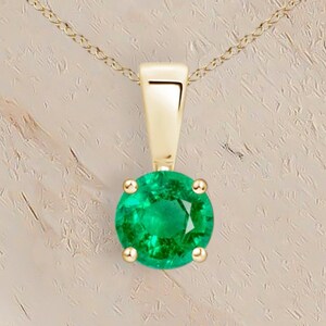 Genuine Emerald Necklace in 9ct Gold, Emerald Birthstone, 55th Wedding Anniversary Gift, May Birthday