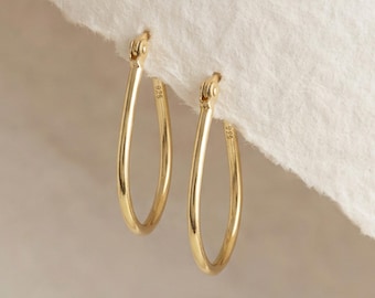 Oval Hoop Earrings in Gold Plated Sterling Silver