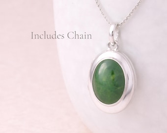 Personalised Sterling Silver Nephrite Jade Gemstone Photo Locket Necklace