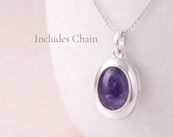 Personalised Sterling Silver Amethyst Gemstone Photo Locket Necklace