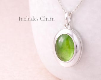 Personalised Sterling Silver Peridot Gemstone Locket With Photos