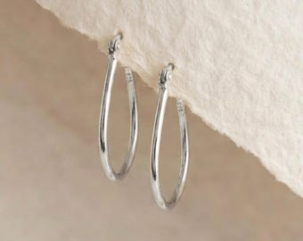Personalised Oval Hoop Earrings in Sterling Silver