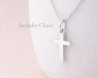 Personalised Tiny Sterling Silver Cross Pendant Necklace