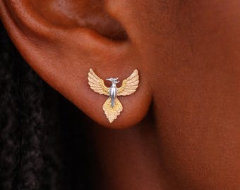 Sterling Silver And Gold Plated Phoenix Stud Earrings – 10mm