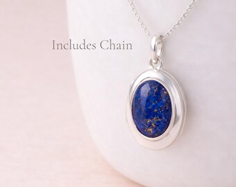 Personalised Sterling Silver Lapis Lazuli Gemstone Locket With Photos