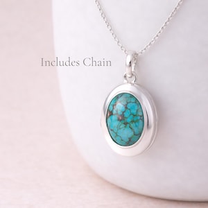 Personalised Sterling Silver Turquoise Gemstone Photo Locket Necklace