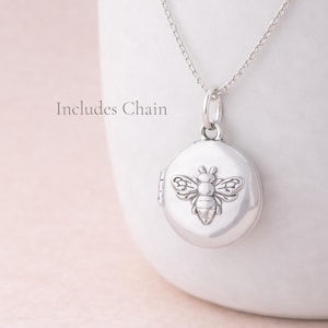 Personalised Sterling Silver Bee Photo Locket Necklace