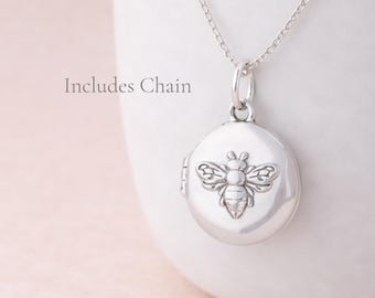 Personalised Sterling Silver Bee Photo Locket Necklace