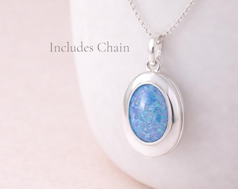 Personalised Sterling Silver Opal Triplet Gemstone Photo Locket Necklace