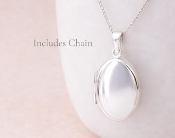 Personalised Sterling Silver Classic Oval Photo Locket Necklace