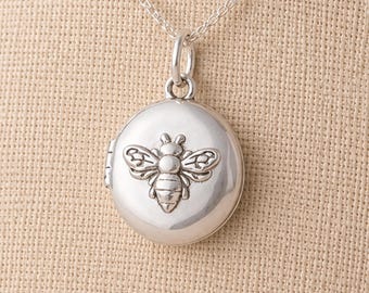 Personalised Sterling Silver Bee Photo Locket Necklace
