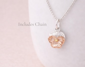 Personalised Sterling Silver February Birth Flower Pendant Necklace