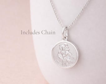 Tiny Personalised Sterling Silver St Christopher Pendant Necklace