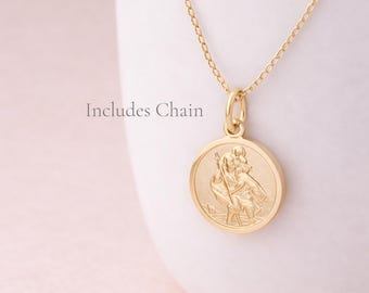 Tiny Personalised Gold Plated Sterling Silver St Christopher Pendant Necklace