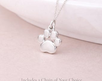Personalised Sterling Silver Tiny Paw Print Pendant Necklace