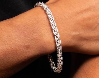 Mens Sterling Silver Wheat Chain Bracelet