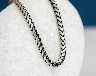 Mens Oxidised Sterling Silver Snake Chain Necklace