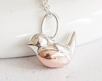 Robin Necklace in Sterling Silver, Bird Jewellery, Silver Robin Necklace, Christmas Necklace, Woodland Animal,