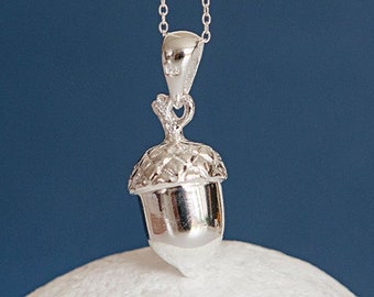 Personalised Sterling Silver Acorn Necklace