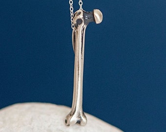 Oxidised Sterling Silver Anatomical Femur Bone Necklace