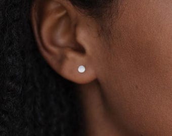 Micro Sterling Silver Disc Stud Earrings – 3mm