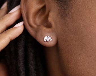 Sterling Silver Lucky Elephant Stud Earrings – 8mm