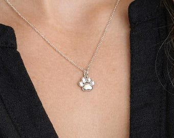 Sterling Silver Paw Print Pendant: Pet Memorial Necklace