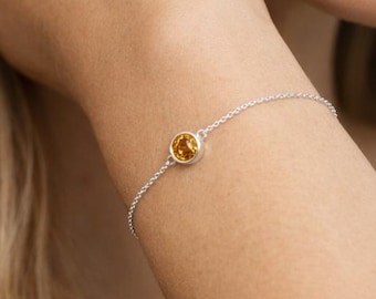 Personalised Sterling Silver November Birthstone Citrine Bracelet